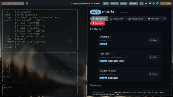 Matrix-Dendrite-Monolith + Sliding mit Docker-Compose